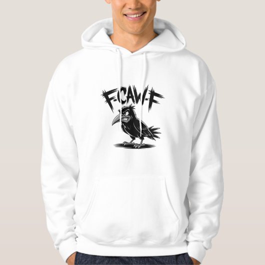 Angry Crow “F-CAW-F” – Edgy Cartoon Bird Design Hoodie (Vorderseite)