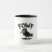 Angry Crow “F-CAW-F” – Edgy Cartoon Bird Design Tasse (Zentrum)