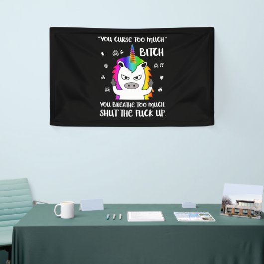 Angry Cussing Cursing Unicorn Funny Banner (Messeveranstaltung)