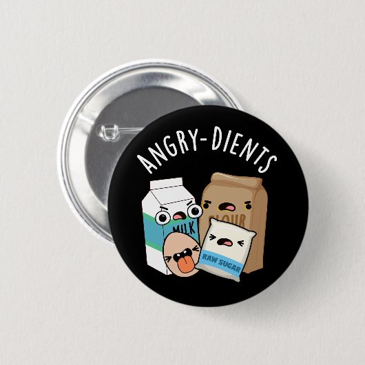 Angry-dients Funny Baking Pun Dark BG Button (Vorne & Hinten)