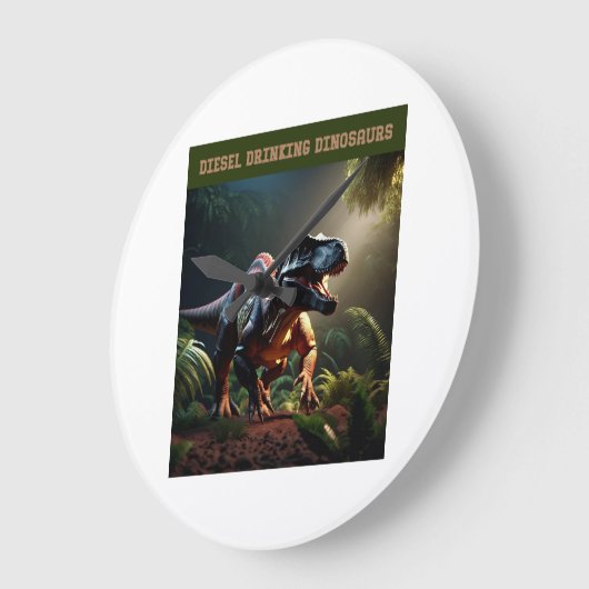 Angry Dino Große Wanduhr (Winkel)