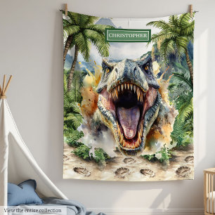 Angry Dinosaur Blanket Individuelle Name Personali Fleecedecke