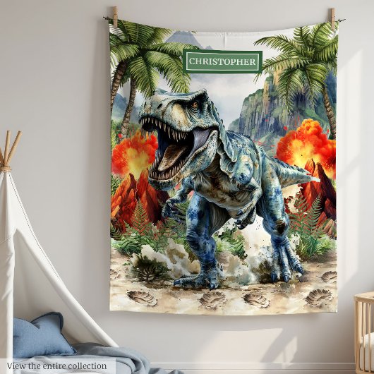 Angry Dinosaur Blanket Personalisiert mit Kinderna Fleecedecke