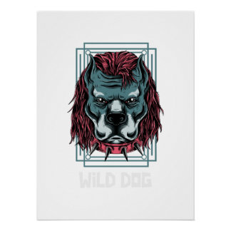 Angry Dog Logo | Spiked Collar Bulldog Artwork Poster