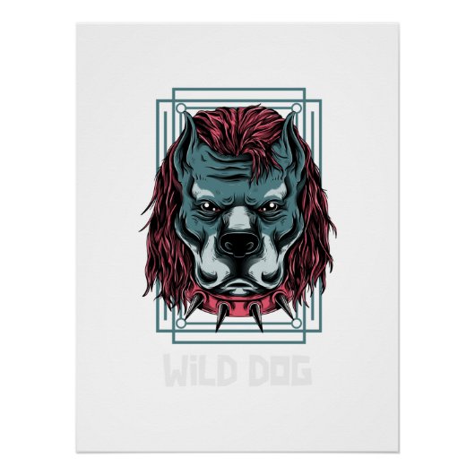 Angry Dog Logo | Spiked Collar Bulldog Artwork Poster (Vorderseite)