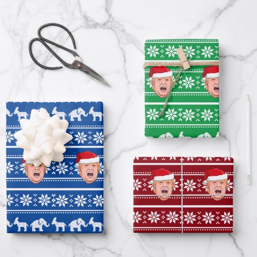 Angry Donald Trump Weihnachten Geschenkpapier Set (Vorderseite)