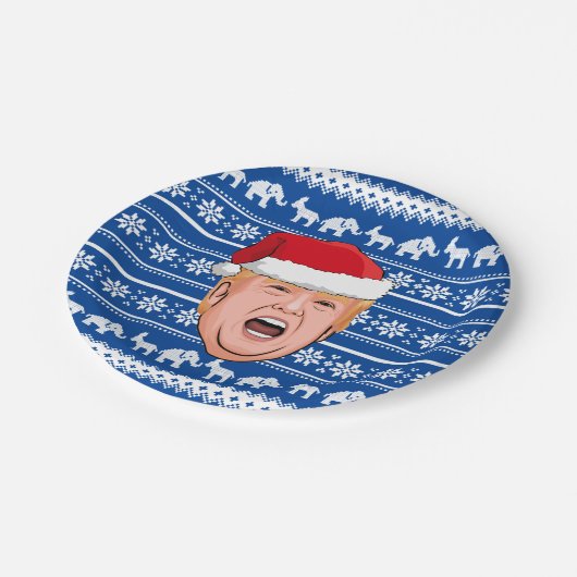 Angry Donald Trump Weihnachten Pappteller (Schrägansicht)