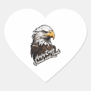 Angry Eagle Proud und Loud T Shirt Design Herz-Aufkleber