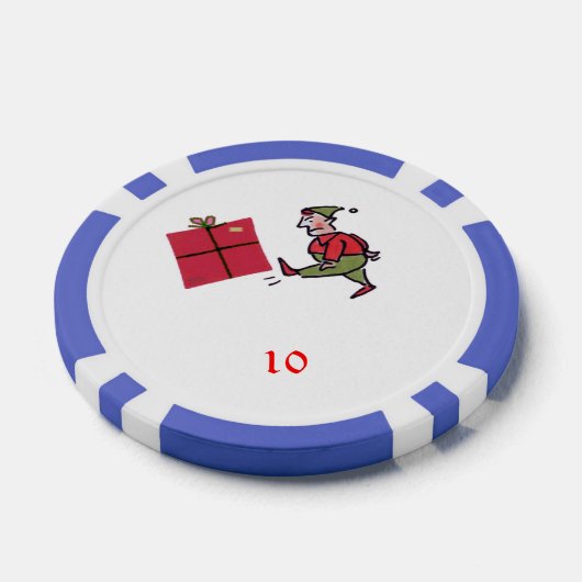 Angry Elf Blue 10 gestreifter Poker Chip (Einzeln)