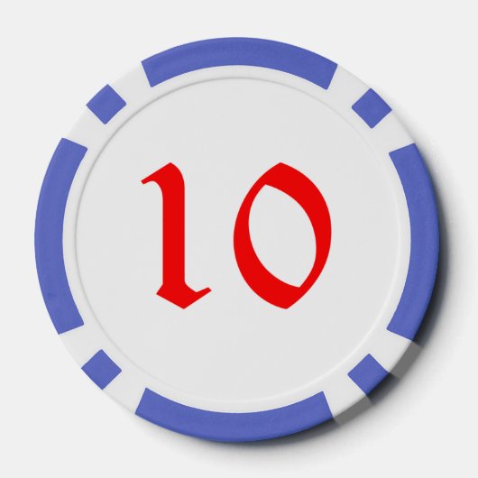 Angry Elf Blue 10 gestreifter Poker Chip (Rückseite)