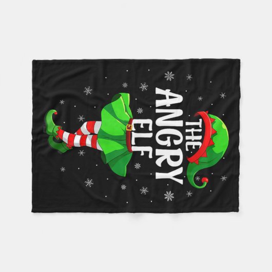 Angry Elf Christmas Girls Women Elf Squad Xmas Fam Fleecedecke (Vorderseite (Horizontal))