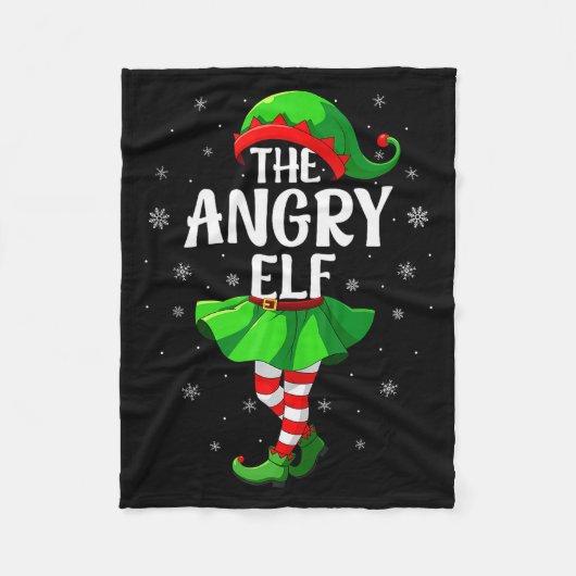 Angry Elf Christmas Girls Women Elf Squad Xmas Fam Fleecedecke (Vorderseite)