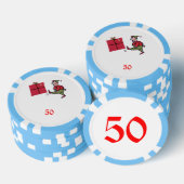Angry Elf hellblau 50 gestreifter Poker Chip (Stapel)