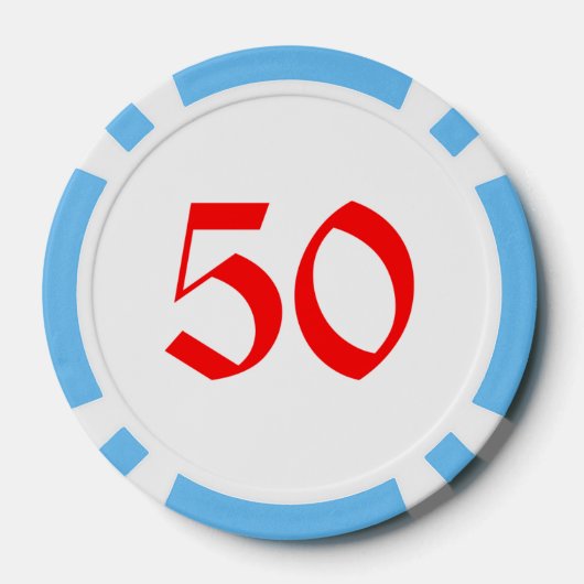 Angry Elf hellblau 50 gestreifter Poker Chip (Rückseite)