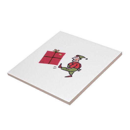 Angry Elf kleine weiße Keramik Fliese (Seite)