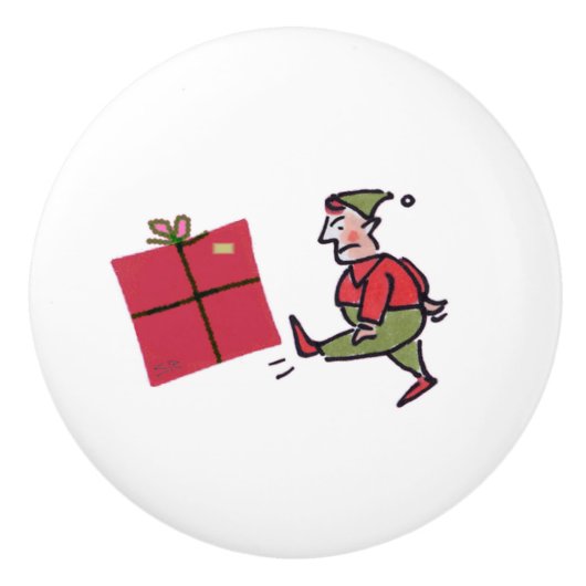 Angry Elf white ceramic knob Keramikknauf (Vorderseite)