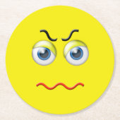 Angry Emoji Runder Pappuntersetzer (Vorderseite)