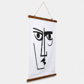Angry Eyes Expression Abstrakt Face Line Art Wandteppich Mit Holzrahmen (Gewinkelt)