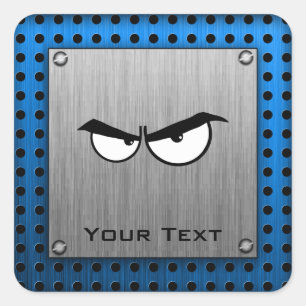 Angry Eyes; Metal-Look Quadratischer Aufkleber