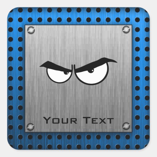 Angry Eyes; Metal-Look Quadratischer Aufkleber (Vorderseite)