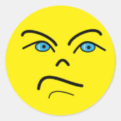 Angry Face Classic Round Sticker (Vorderseite)