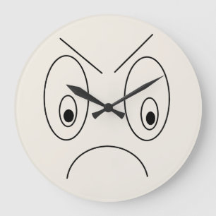 Angry Face Design Funny Große Wanduhr