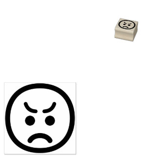 Angry Face Niedlich Adortable Minimalistische Lini Gummistempel