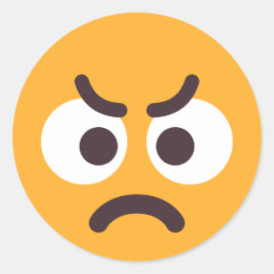 Angry Face Niedlich Fun Editable Colors Emoji Runder Aufkleber