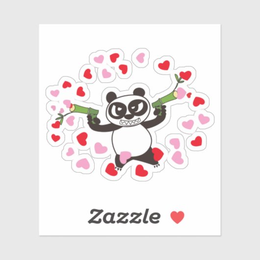 Angry Face Panda schießt Lieben Aufkleber (Blatt)