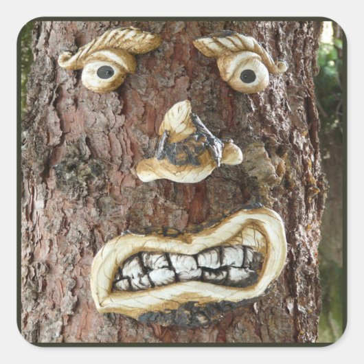 Angry Face Tree Quadratischer Aufkleber (Vorderseite)