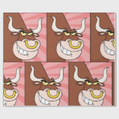 Angry Fierce Bull Mascot mit Nasenring Geschenkpapier (Flach)