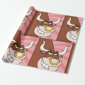 Angry Fierce Bull Mascot mit Nasenring Geschenkpapier (Ungerollt)