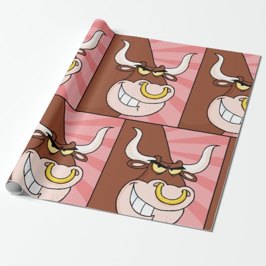 Angry Fierce Bull Mascot mit Nasenring Geschenkpapier (Ungerollt)