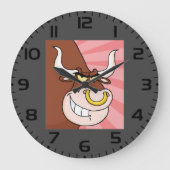 Angry Fierce Bull Mascot mit Nasenring Große Wanduhr (Vorderseite)
