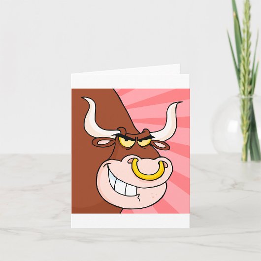Angry Fierce Bull Mascot mit Nasenring Karte