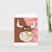Angry Fierce Bull Mascot mit Nasenring Karte (Vorderseite)