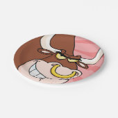 Angry Fierce Bull Mascot mit Nasenring Pappteller (Schrägansicht)