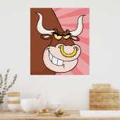 Angry Fierce Bull Mascot mit Nasenring Poster (Küche)