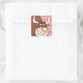 Angry Fierce Bull Mascot mit Nasenring Quadratischer Aufkleber (Tasche)