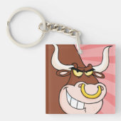 Angry Fierce Bull Mascot mit Nasenring Schlüsselanhänger (Vorderseite)