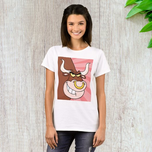 Angry Fierce Bull Mascot mit Nasenring T-Shirt