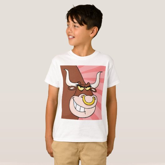 Angry Fierce Bull Mascot mit Nasenring T-Shirt (Vorne ganz)