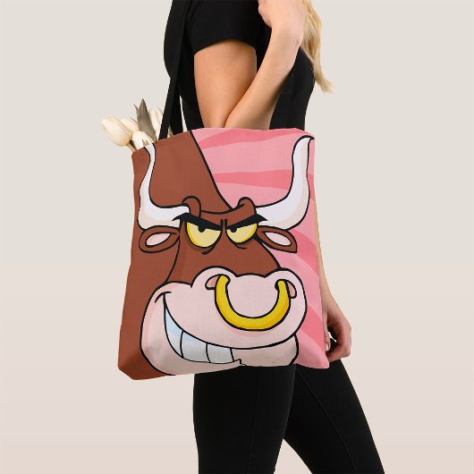 Angry Fierce Bull Mascot mit Nasenring Tasche