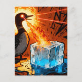 Angry fire breathing MN Loon melting ice Postkarte (Vorderseite)