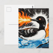 Angry fire breathing MN Loon melting ice Protest Postkarte (Vorne/Hinten)