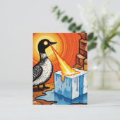 Angry fire eyes MN Loon melting ice  Postkarte (Stehend Vorderseite)
