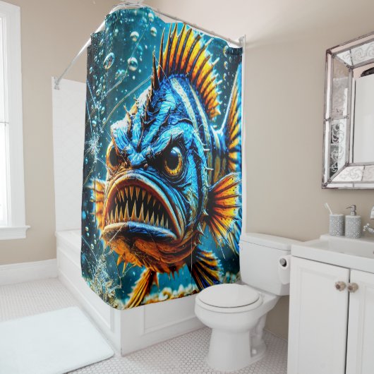 Angry Fish Duschvorhang (Beispiel)