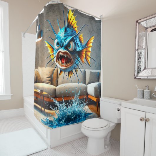 Angry Fish Duschvorhang (Beispiel)