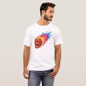 Angry Flaming Meteor Fireball Space Comet Cartoon  T-Shirt (Vorne ganz)