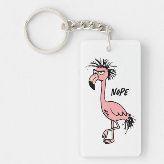 Angry Flamingo Zeichnend Sarcastic Phrase Bag Char Schlüsselanhänger (Vorderseite)